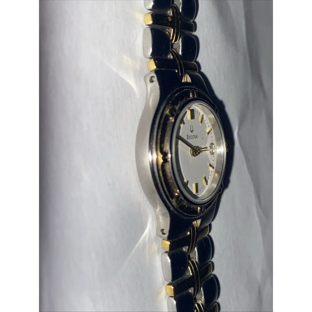 Women’s Bulova Two-tone Quartz Date Watch 17 Base Metal Japan Movt C9671183